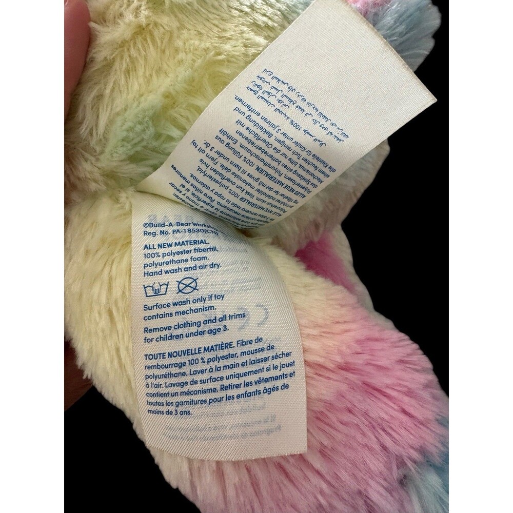 Build a Bear Rainbow Dreams Bear Pastel Plush 16" Wing Fairy Stuffed Animal Soft - Picture 9 of 9